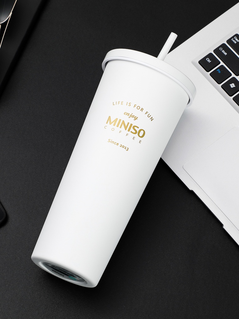 Classic Black White Series Straw Steel Bottle 800m