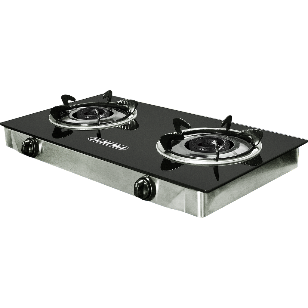 Fukuda Glass Top Double Burner Gas Stove